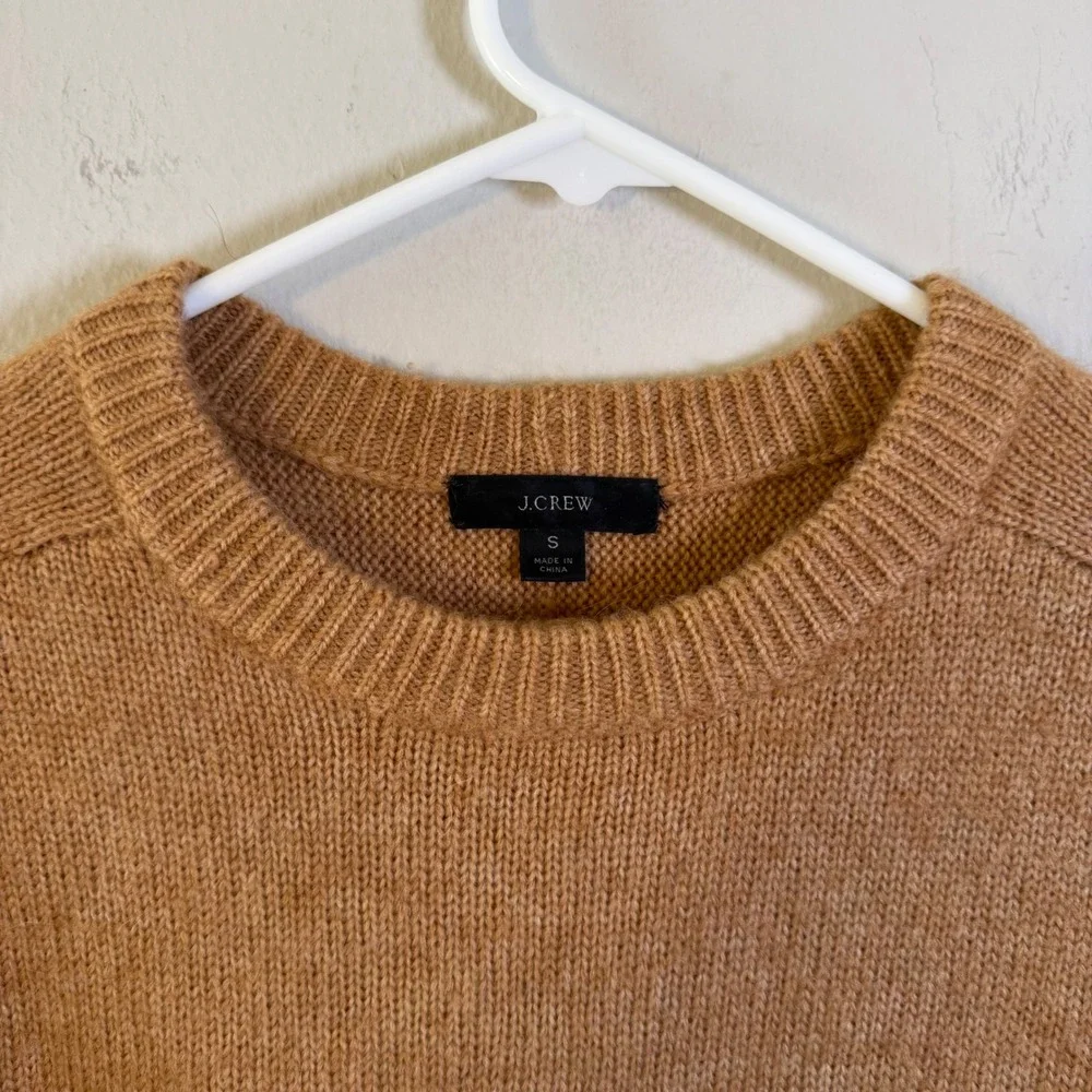 J.Crew Womens Merino‎ Wool Alpaca Blend Crewneck Sweater Camel Brown Small S